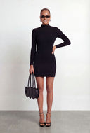 Mock Neck Mini Sweater Dress