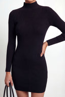 Mock Neck Mini Sweater Dress