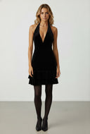 Diana Velvet Ruffle Tie Back Mini Dress