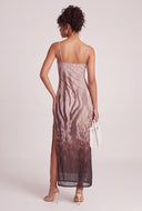 Patterned Mesh Cami Maxi Dress