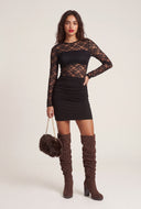 Lace Long Sleeve Mini Dress