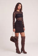 Lace Long Sleeve Mini Dress
