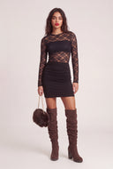 Lace Long Sleeve Mini Dress