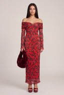 Plisse Off The Shoulder Maxi Dress