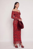 Plisse Off The Shoulder Maxi Dress