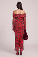 Plisse Off The Shoulder Maxi Dress