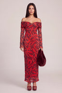 Plisse Off The Shoulder Maxi Dress
