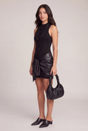 Vegan Leather Tie Front Mini Dress