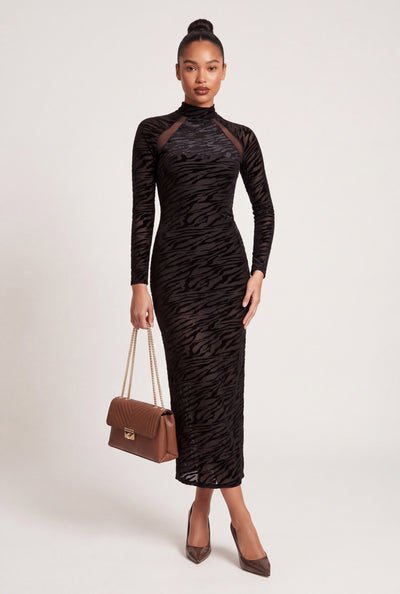 Zebra Mesh Maxi Dress