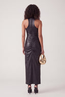 Vegan Leather Racerback Maxi Dress