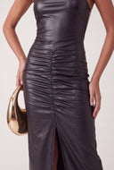 Vegan Leather Racerback Maxi Dress