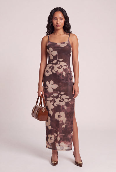 Floral Mesh Cami Maxi Dress