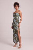 Floral Mesh Cami Maxi Dress