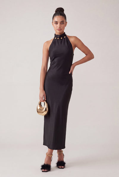 Jessa Beaded Halter Maxi Dress