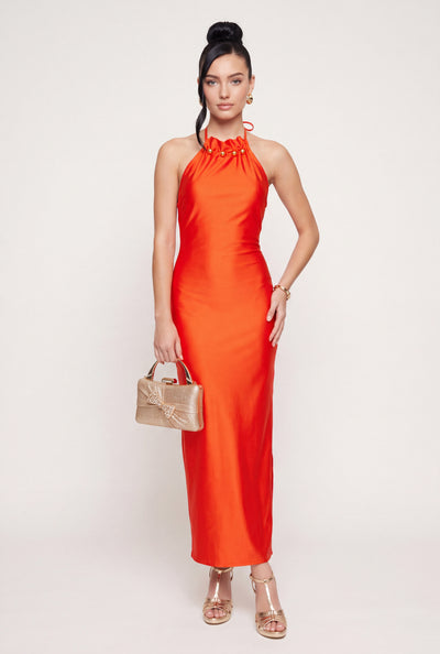 Jessa Beaded Halter Maxi Dress