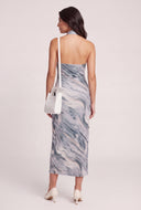 Patterned Scarf Halter Dress