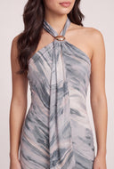 Patterned Scarf Halter Dress