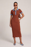 Contrast Polo Maxi Dress