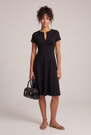 Notch Neck Midi Dress