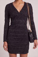 Textured Long Sleeve Mini Dress