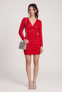Textured Long Sleeve Mini Dress