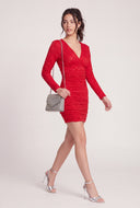 Textured Long Sleeve Mini Dress