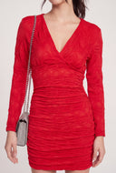 Textured Long Sleeve Mini Dress