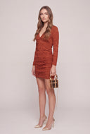 Textured Long Sleeve Mini Dress