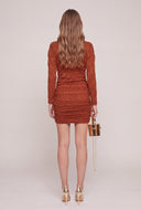 Textured Long Sleeve Mini Dress