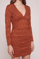 Textured Long Sleeve Mini Dress