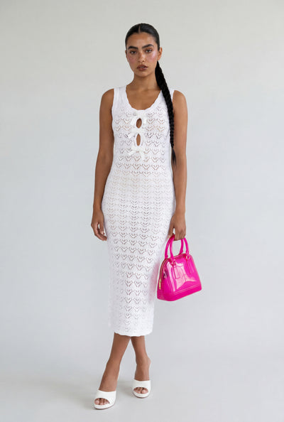 Crochet Keyhole Midi Dress