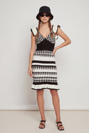 Patterned Flutter Sleeve Dress