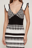 Patterned Flutter Sleeve Dress