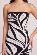 Leaf Print Strapless Maxi Dress