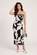 Abstract Print Strapless Dress