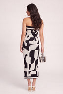 Abstract Print Strapless Dress
