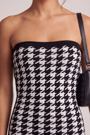 Houndstooth Strapless Dress