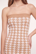 Houndstooth Strapless Dress