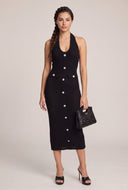 Button Detail Halter Dress