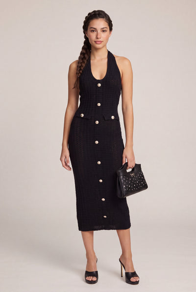 Button Detail Halter Dress