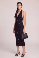 Button Detail Halter Dress