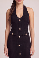 Button Detail Halter Dress