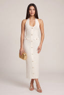 Button Detail Halter Dress