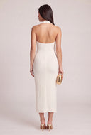 Button Detail Halter Dress