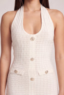 Button Detail Halter Dress