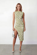 Abstract Print Sleeveless Sweater Dress