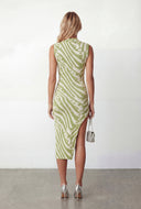 Abstract Print Sleeveless Sweater Dress