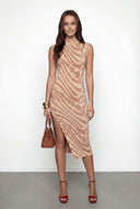 Abstract Print Sleeveless Sweater Dress