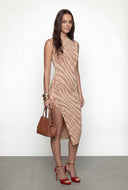 Abstract Print Sleeveless Sweater Dress