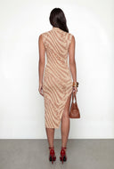 Abstract Print Sleeveless Sweater Dress